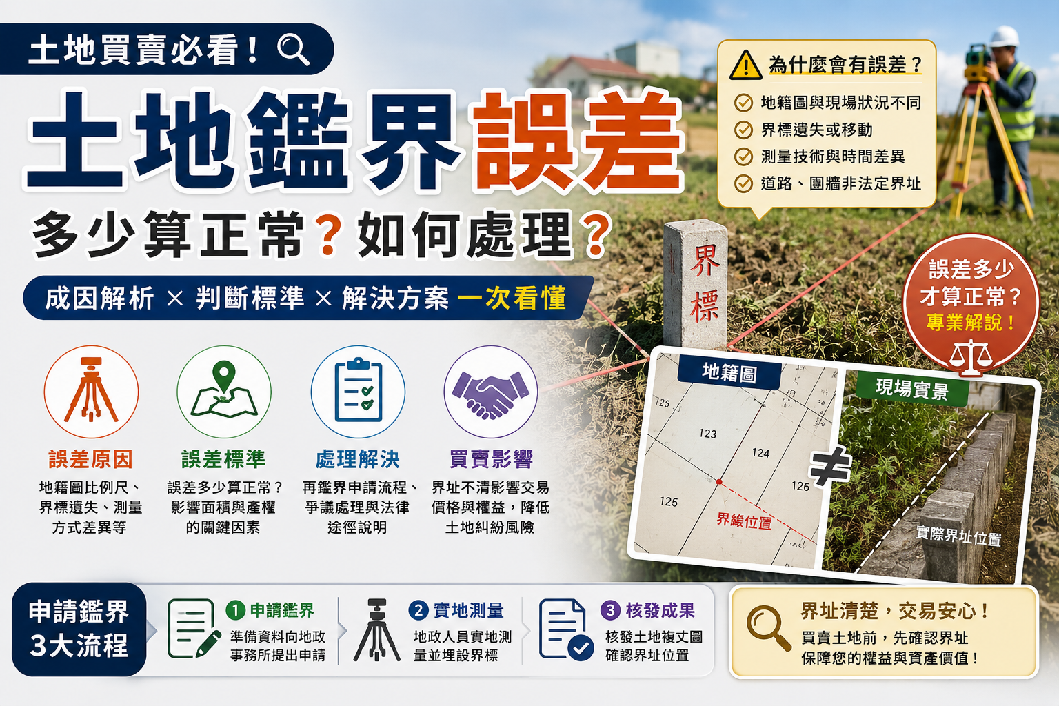 土地鑑界誤差多少算正常?為什麼會有誤差、如何處理一次看懂