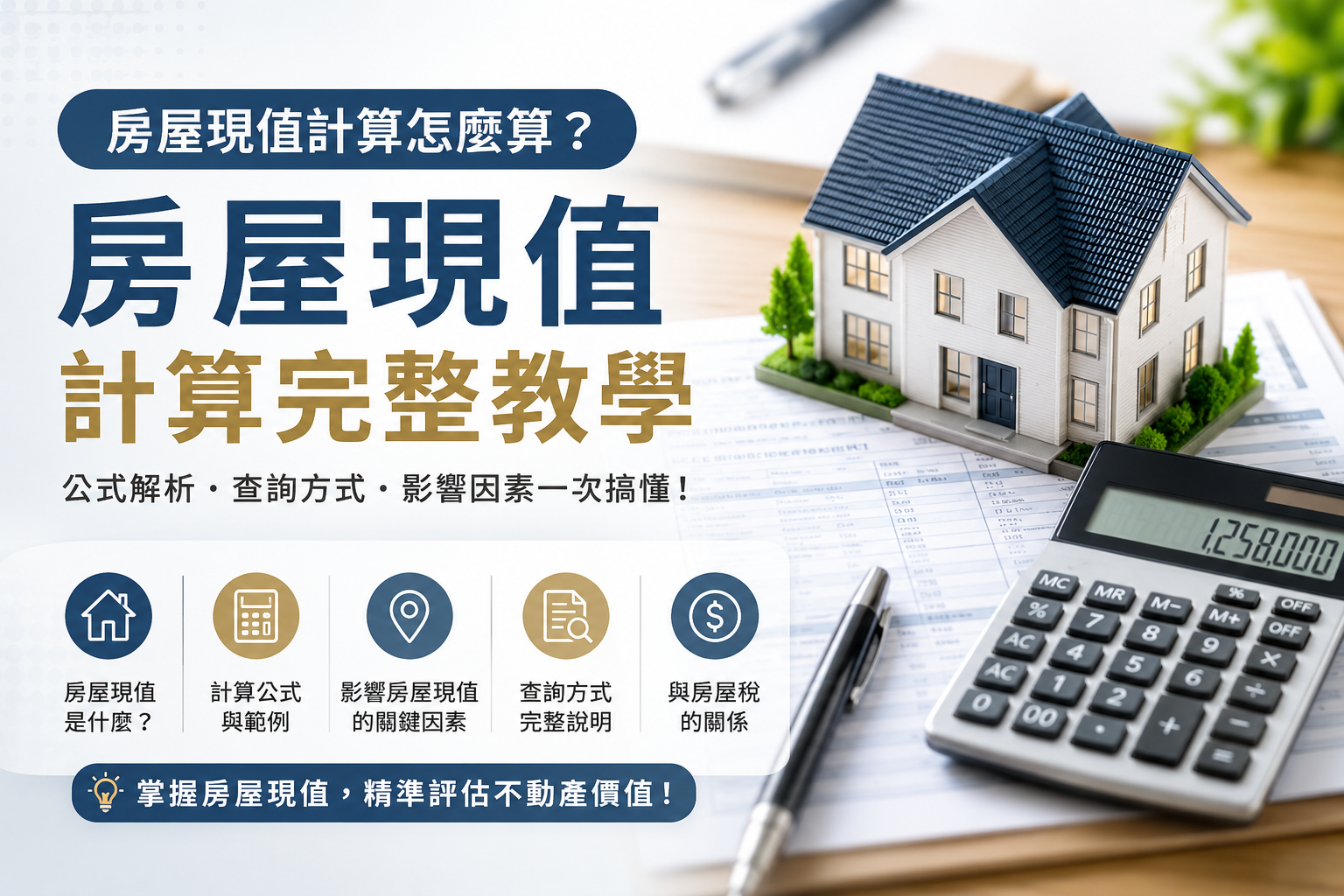 房屋現值計算怎麼算?一次搞懂房屋現值、房屋評定現值與房屋稅計算方式