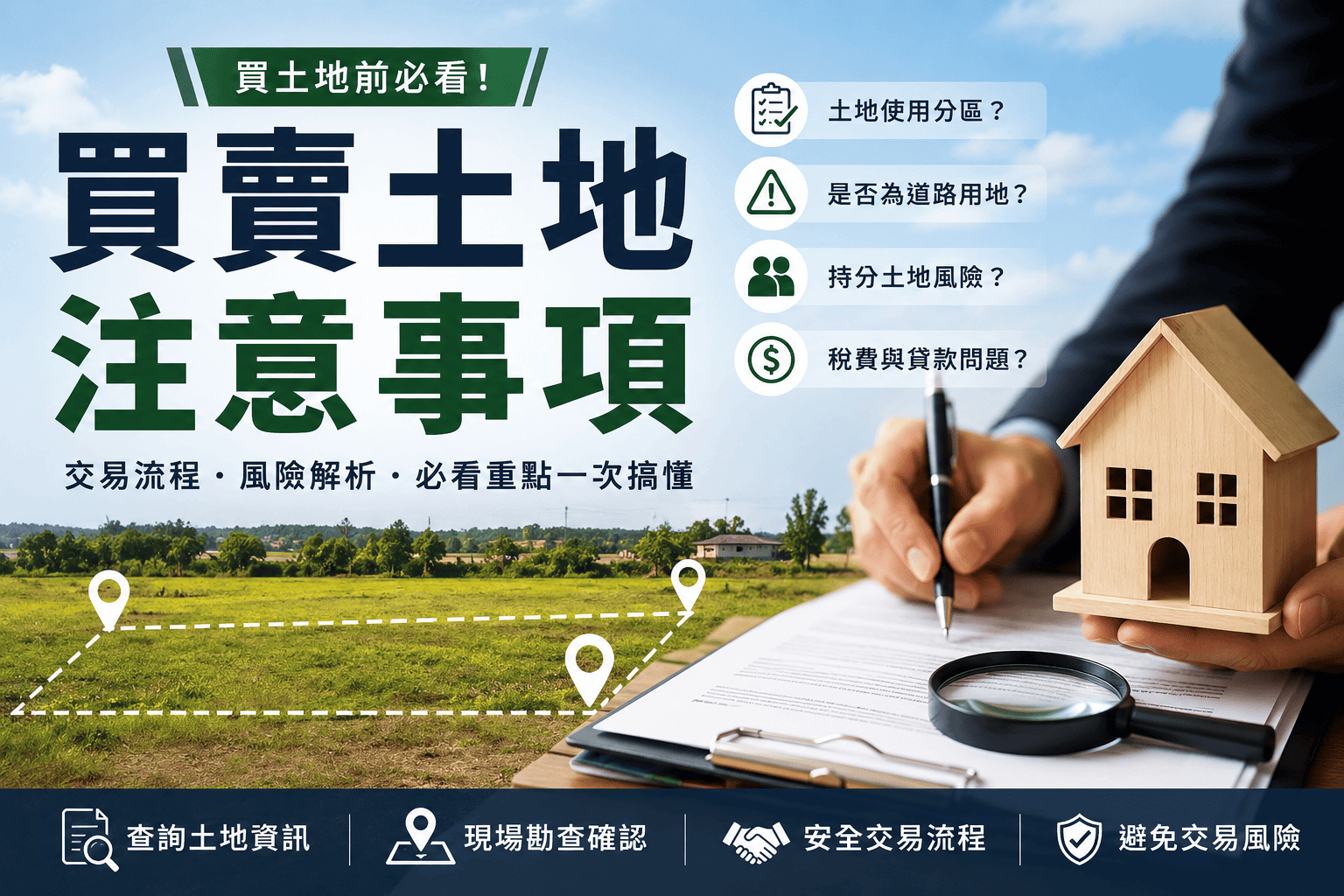 買賣土地注意事項有哪些?土地交易流程、風險與必看重點一次搞懂
